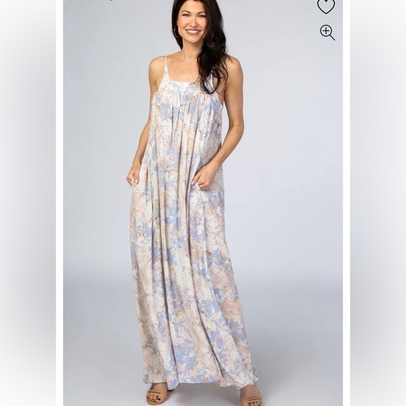 Easel Lavender Abstract Print Square Neck Maxi Dress Size M - Picture 1 of 17